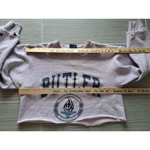 Vintage Jansport Butler University Cropped Crewneck Sweatshirt Distressed USA M - Picture 7 of 10